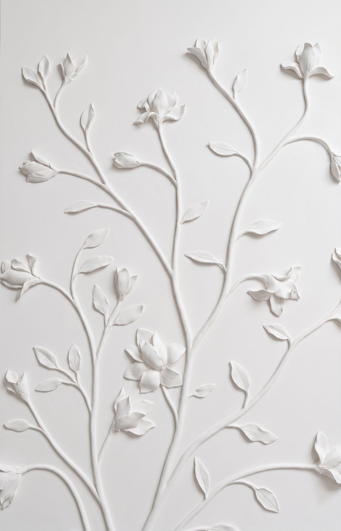Hand-painted floral plaster mural