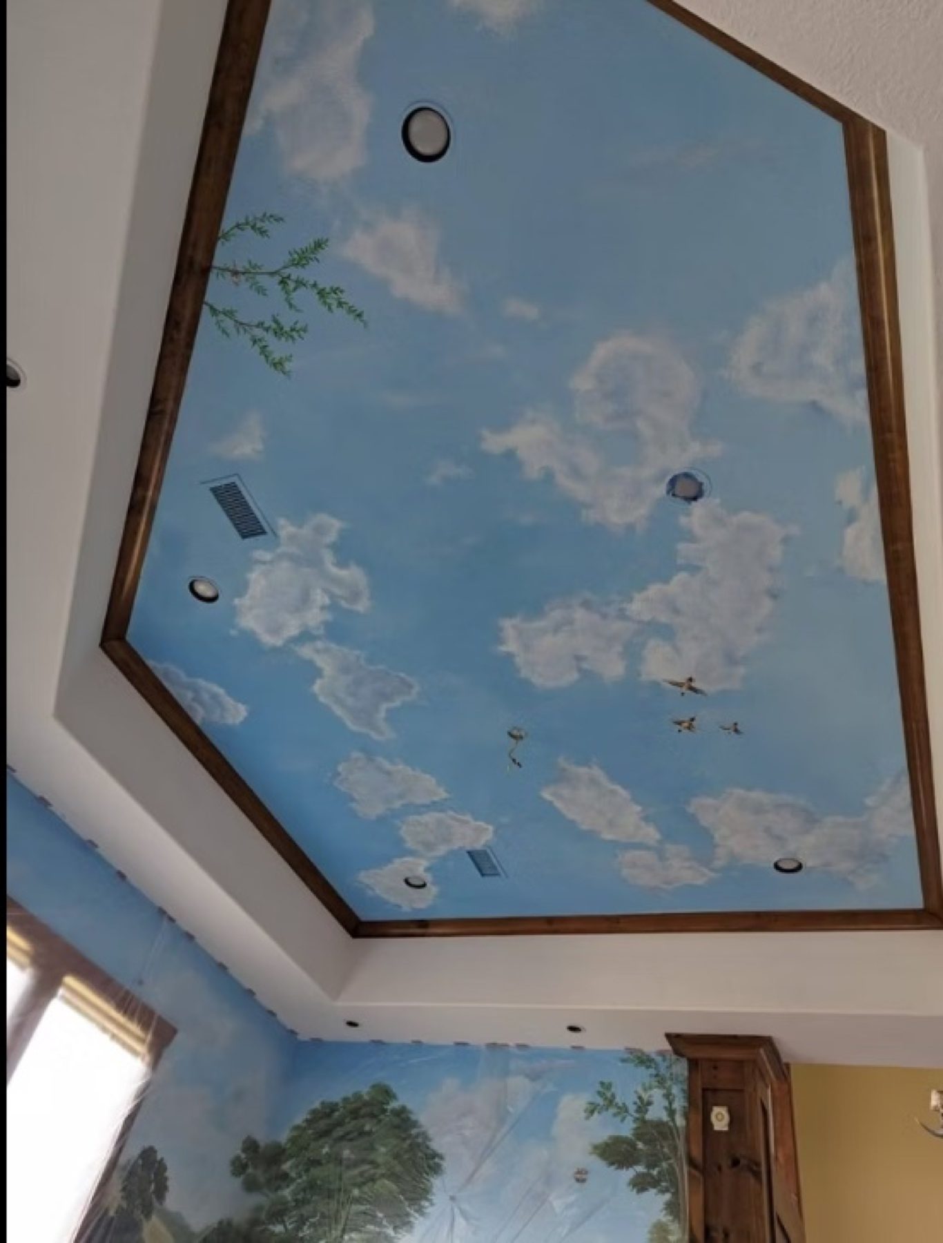 Hand-painted mural and decorative plaster room finish, project photo 24