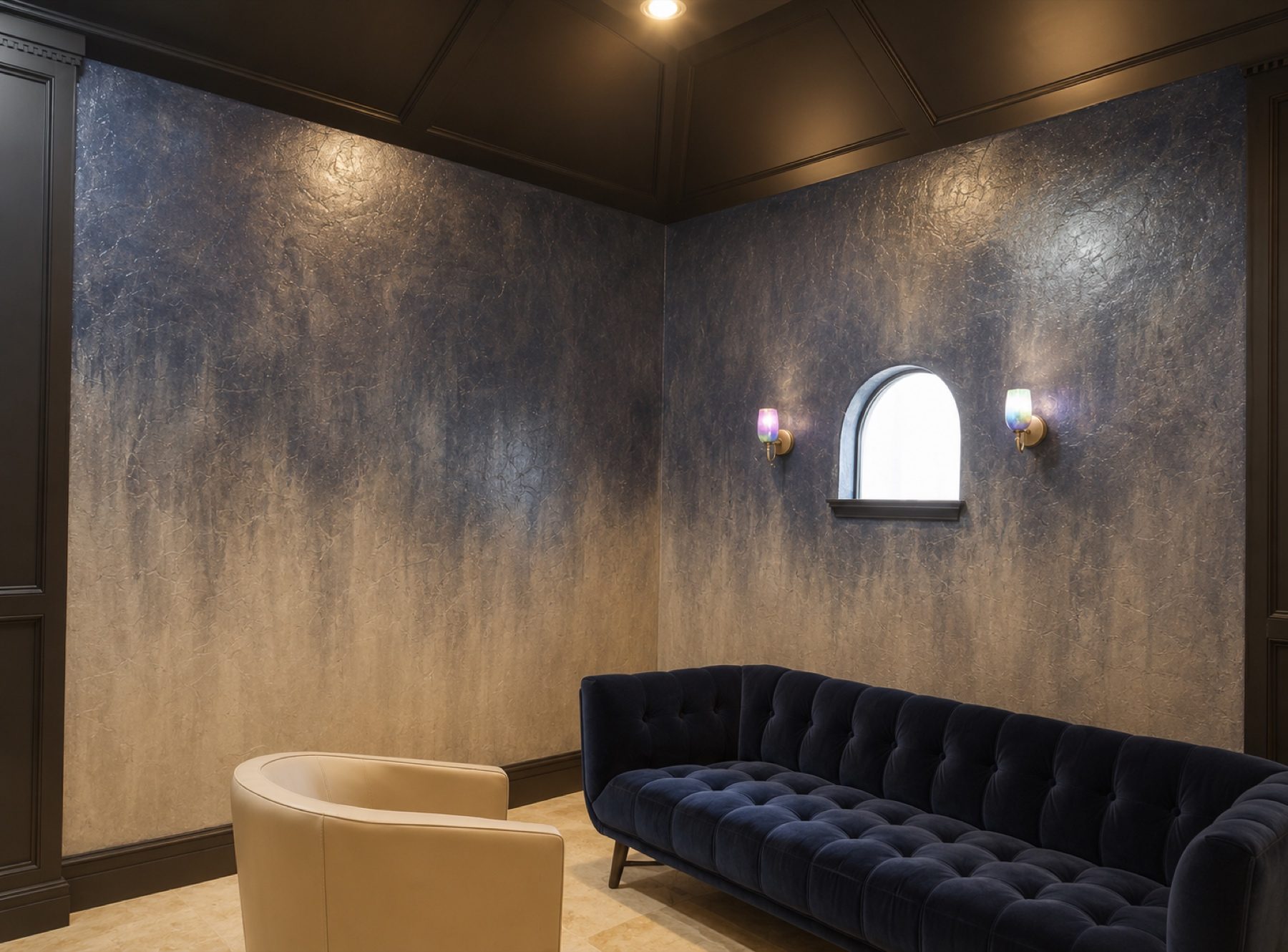 Hand-painted mural and decorative plaster room finish, project photo 77
