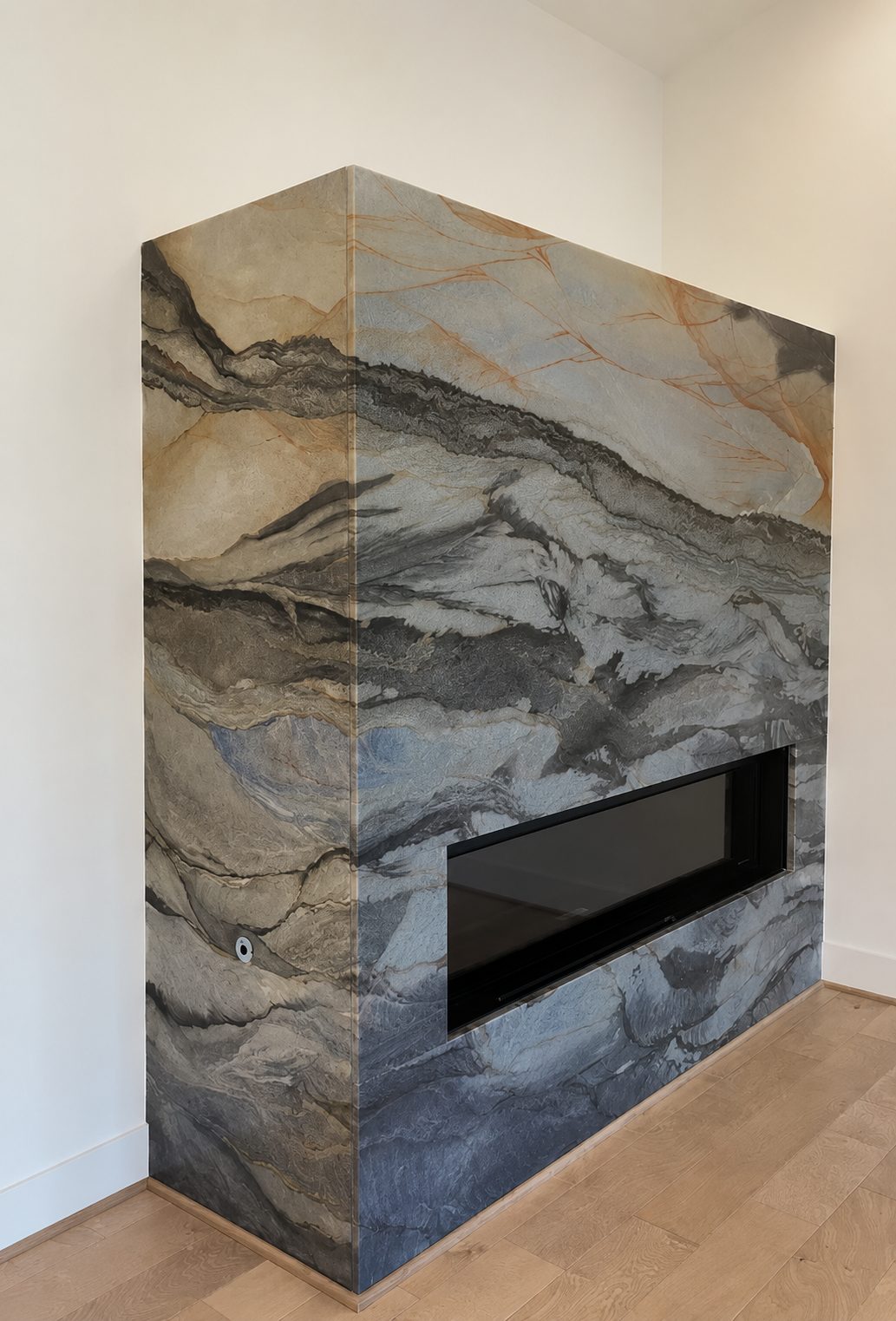 Custom fireplace or range hood finished in decorative plaster, project photo 9