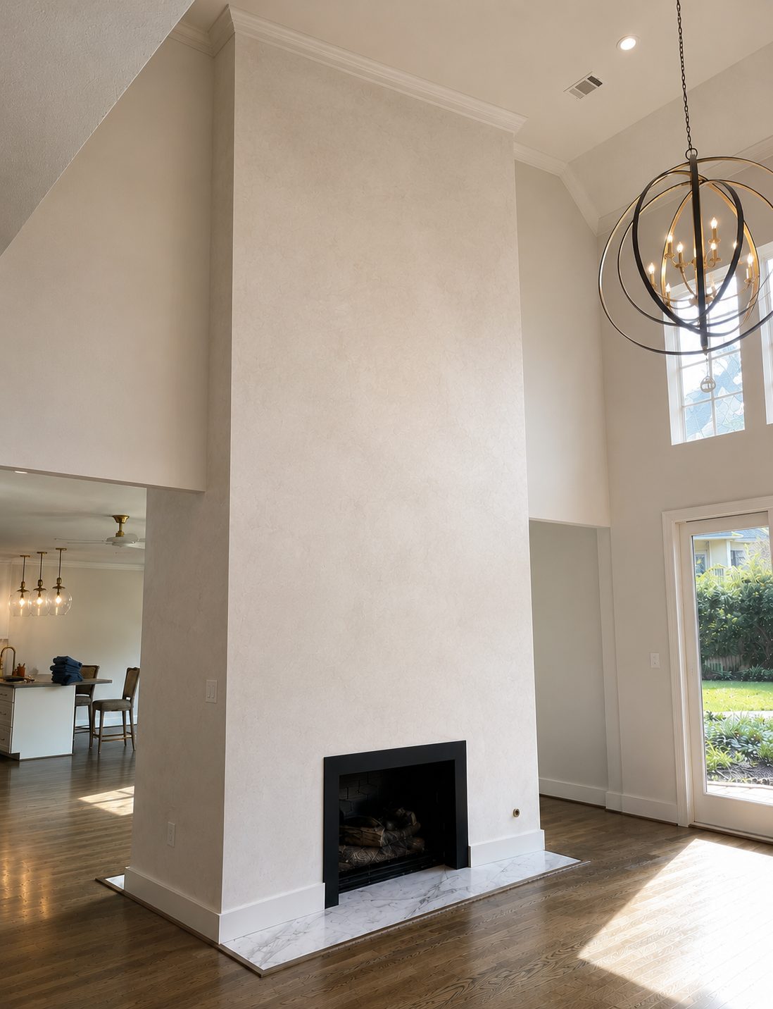 Custom fireplace or range hood finished in decorative plaster, project photo 11