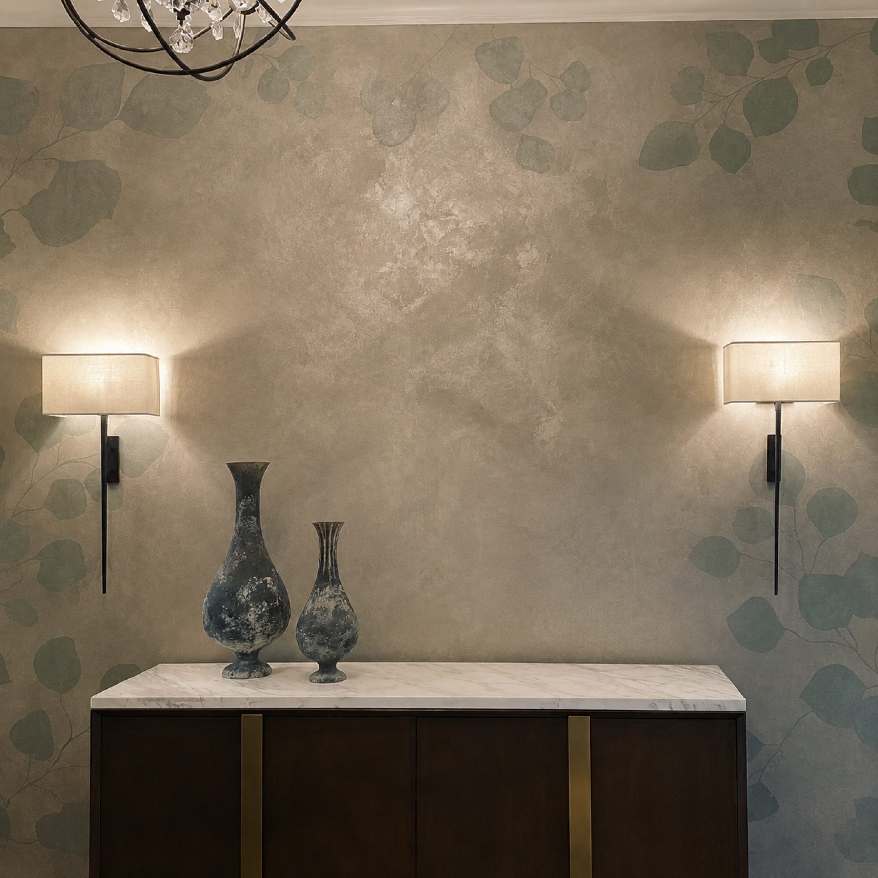 Polished decorative plaster surface with hand-worked depth and movement