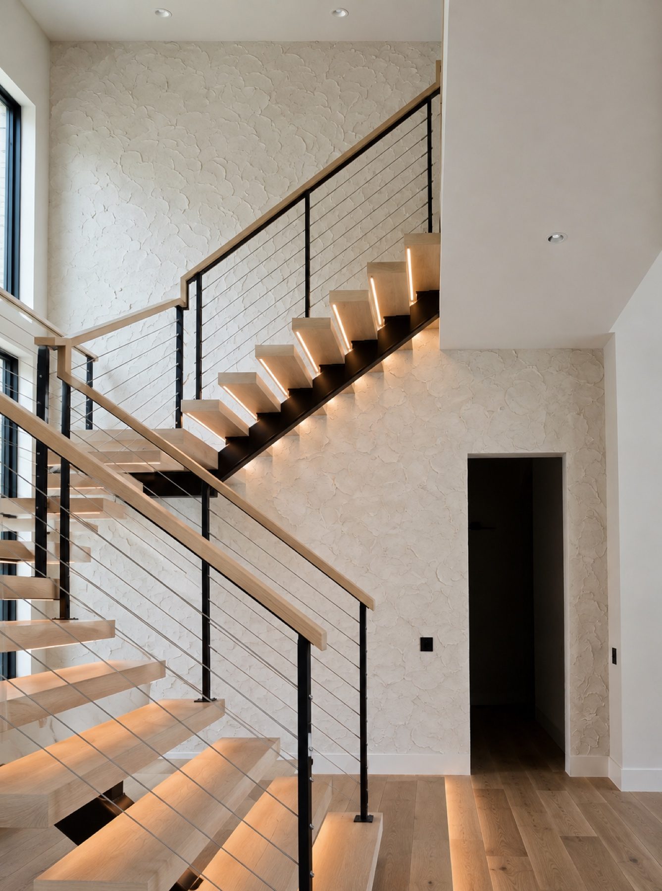 Hand-applied Venetian plaster in a finished interior